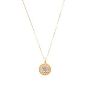 MILOR SILVER Italy 14kt Gold Plated Star Of David Pendant Necklace